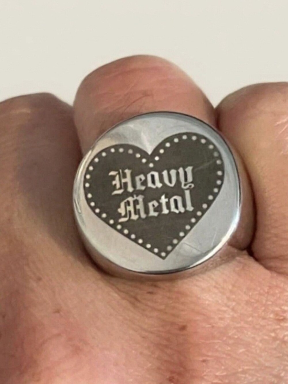 🖤Reserved For Horrorcunt🖤 Vtg Carousel Silver Heavy Metal Heart Graphics - Picture 15 of 17